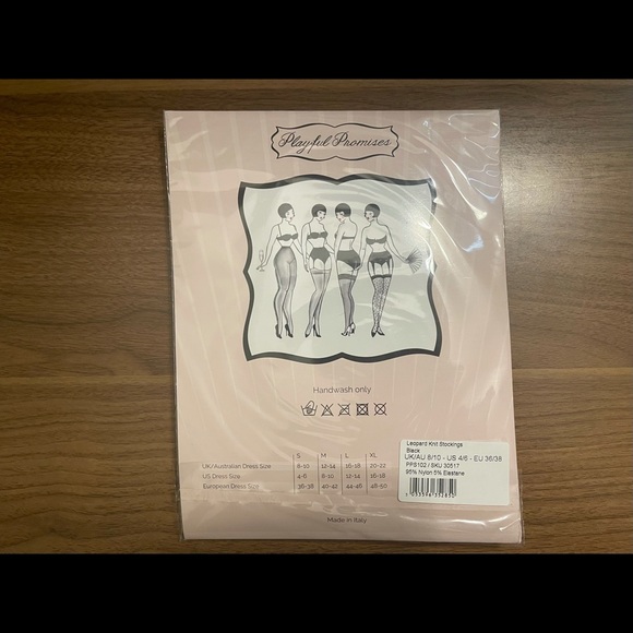 ✨NWT Bettie Page 🦋 Black Leopard Knit Stockings - Picture 13 of 15